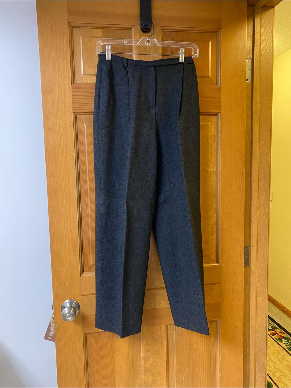 Liz Claiborne Charcoal Gray Pleated Straight-Leg Trousers